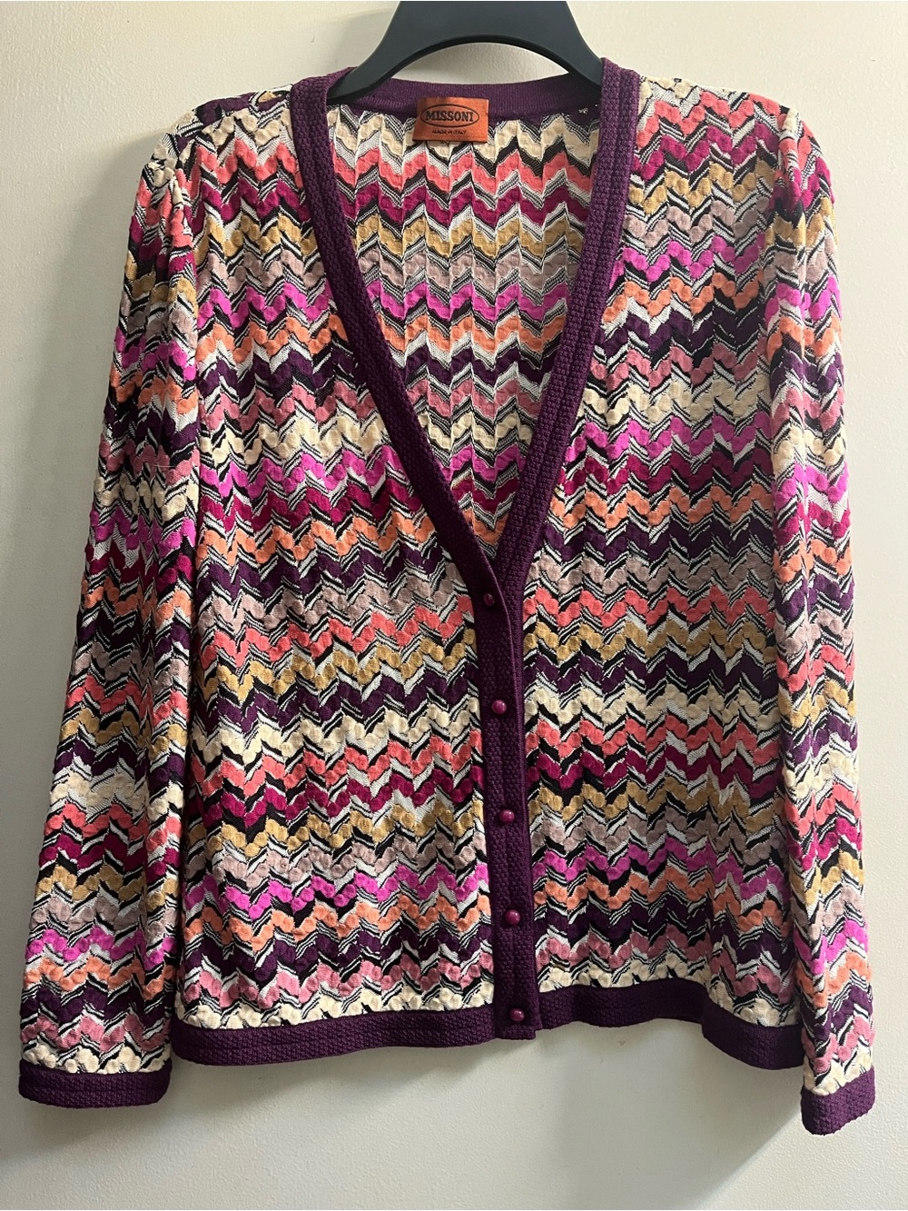 MISSONI Multicolor Zigzag V-Neck Cardigan Sweater